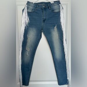 SHEIN Blue Distressed Women Jeans